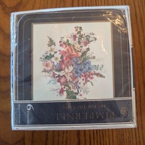Pimpernel Vintage Multicolor Floral Coasters, Set Of 6 - NEW